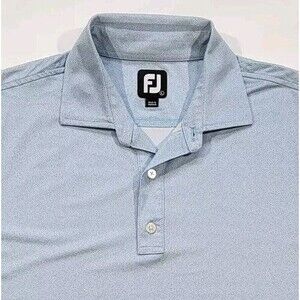 FootJoy Golf Polo Shirt Men's Size Large Light Blue White Dots